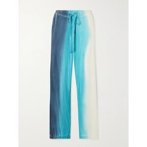 THE ELDER STATESMAN Blue ombre cotton cashmere-straight-leg track pants sz S